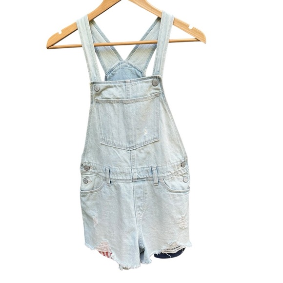 Old Navy girls Light Blue Denim Overalls 4Th July inspired size 14 - Picture 2 of 13
